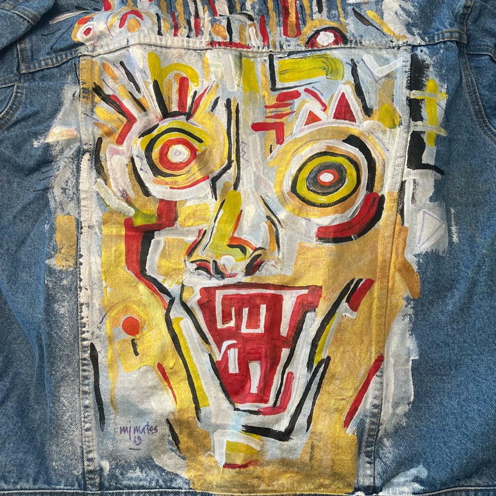 Artist Painted One-of-a-kind Wrangler Denim Jacket-Streetwear Style  NEW Mens L